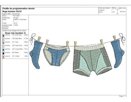 machine embroidery design  underwear for men