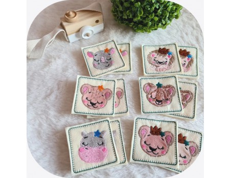 Motif de broderie machine ITH memory 3  animaux portraits garçons