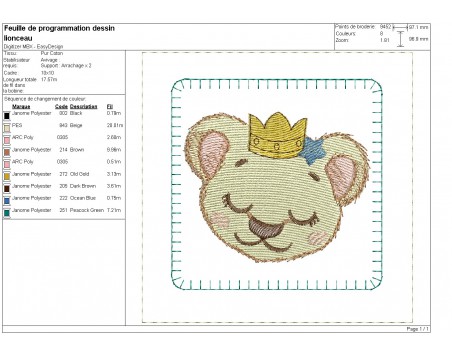 Motif de broderie machine ITH memory 3  animaux portraits garçons