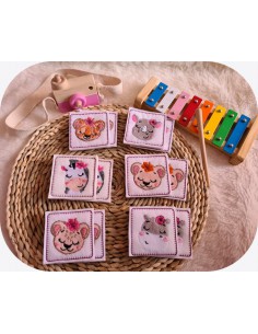 machine embroidery design ith flower animal heads girl montessori memory 3