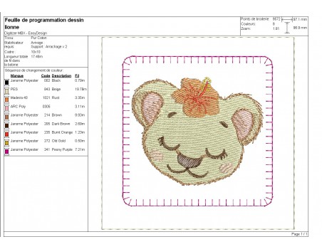 Motif de broderie machine ITH memory 3  animaux portraits fille