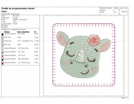 Motif de broderie machine ITH memory 3  animaux portraits fille