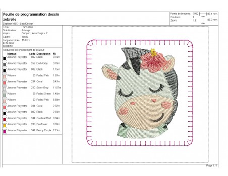 Motif de broderie machine ITH memory 3  animaux portraits fille