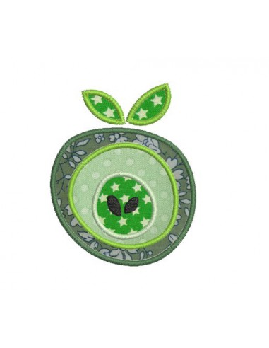 machine embroidery design  applique apple