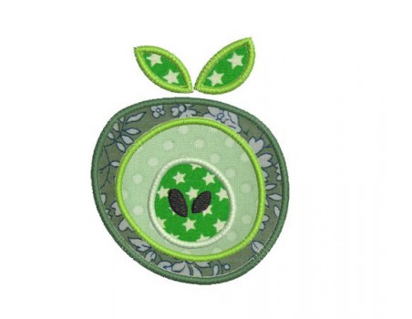 machine embroidery design  applique apple