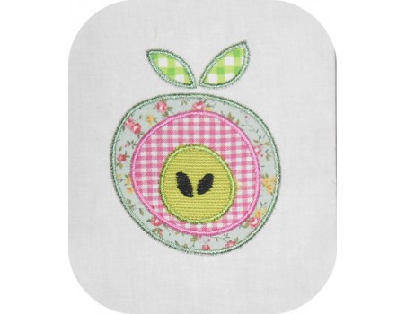 machine embroidery design  applique apple