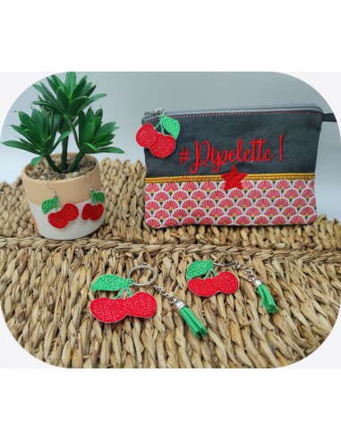 machine embroidery design FSL cherries