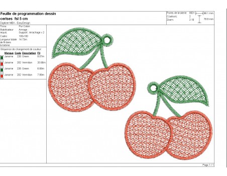 machine embroidery design FSL cherries