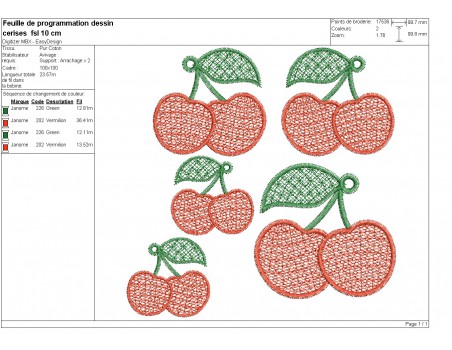 machine embroidery design FSL cherries