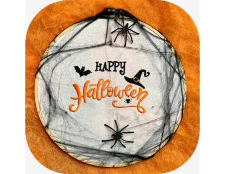 machine embroidery  design text happy  Halloween