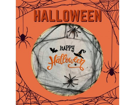 machine embroidery  design text happy  Halloween