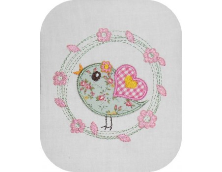 Motif de broderie machine Cadre rond  fleurettes