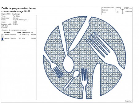 machine embroidery design cutlery embossed