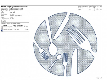 machine embroidery design cutlery embossed