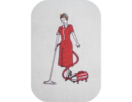 machine embroidery design  housewife woman 50s