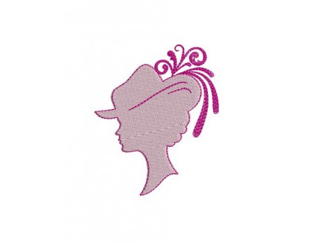 Instant download machine embroidery design  cameo woman in hat