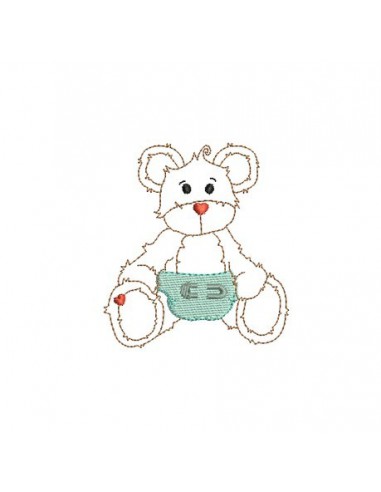 machine embroidery design  little bear