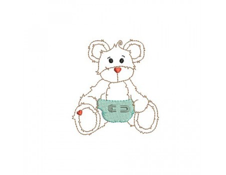 machine embroidery design  little bear