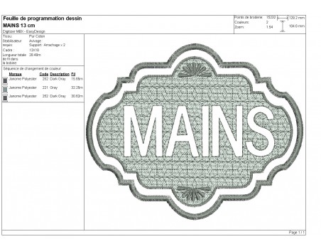 machine embroidery design hands text embossed