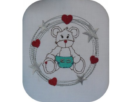 machine embroidery design  little bear