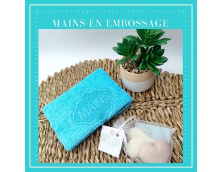 Motif de broderie machine  texte mains en embossage