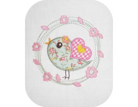machine embroidery design  bird applique