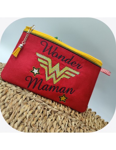 Motif de broderie machine ITH trousse mylar wonder maman