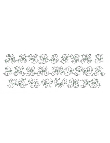 Motif de broderie machine alphabet monogramme Alice