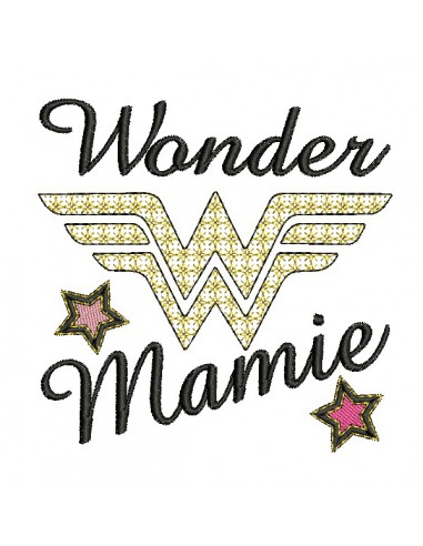 Motif de broderie machine wonder mamie en mylar