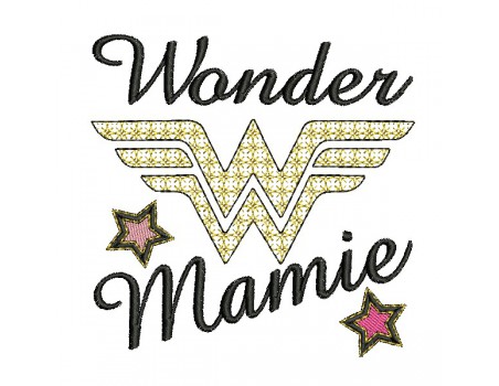 Motif de broderie machine wonder mamie en mylar