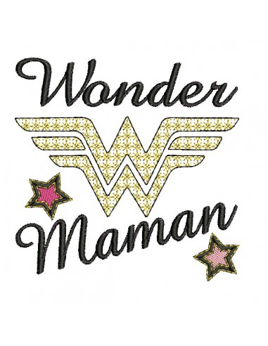 machine embroidery design mylar  wonder maman