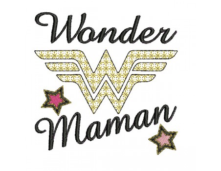 machine embroidery design mylar  wonder maman