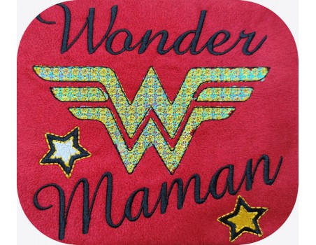 machine embroidery design mylar  wonder maman