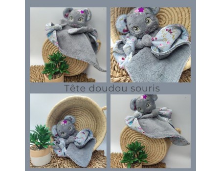 Motif de broderie machine  tête doudou souris ITH