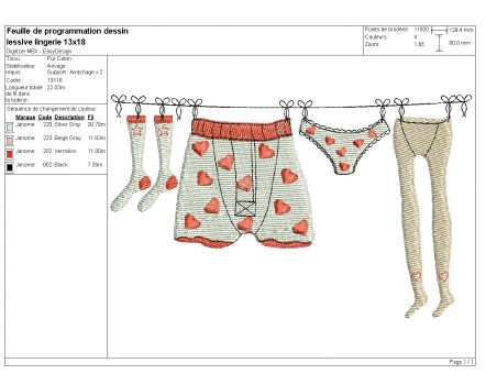 machine embroidery  design small linen underwear rope