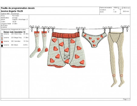 machine embroidery  design small linen underwear rope