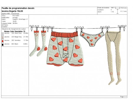 machine embroidery  design small linen underwear rope