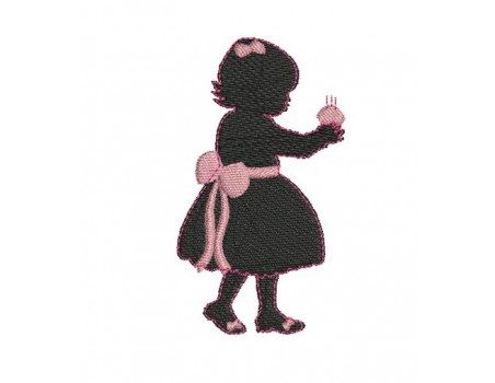 Instant download machine embroidery Chinese shadow silhouette little  girl