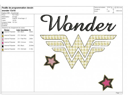 Wonder Logo - Embroidery Design Instant download Machine