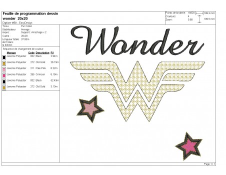 machine embroidery design mylar  wonder customizable