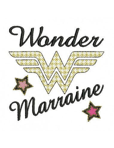 Motif de broderie machine wonder marraine en mylar