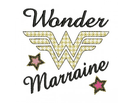 Motif de broderie machine wonder marraine en mylar