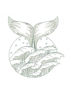 machine embroidery design  whale tail