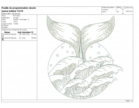 machine embroidery design  whale tail