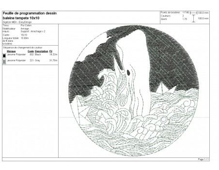 machine embroidery design  whale