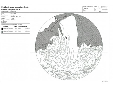 machine embroidery design  whale