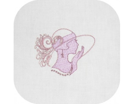 machine embroidery design woman vintage caméo 