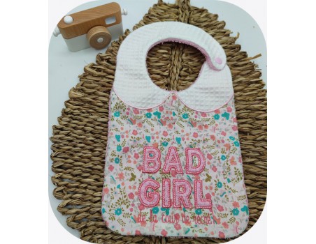 machine embroidery design bad girl in the playground text