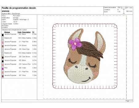 Motif de broderie machine ITH memory 4 animaux portraits filles