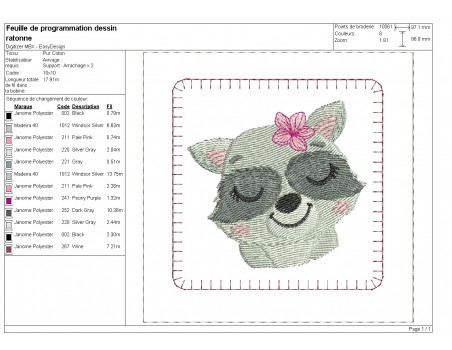 Motif de broderie machine ITH memory 4 animaux portraits filles